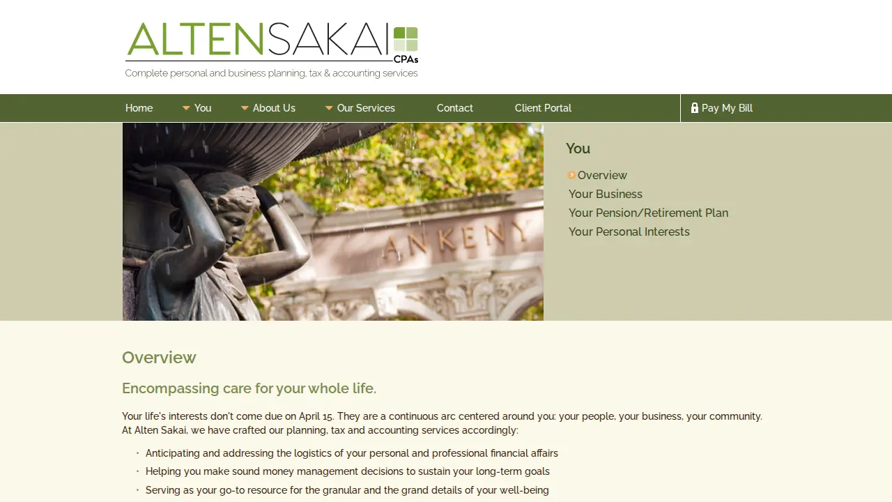 Alten Sakai CPAs, Complete Personal and Business Planning, Tax & Accounting Services page