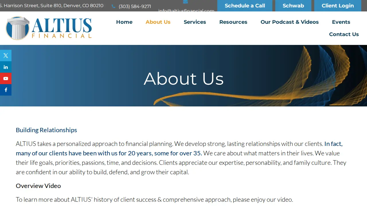Altius Financial page