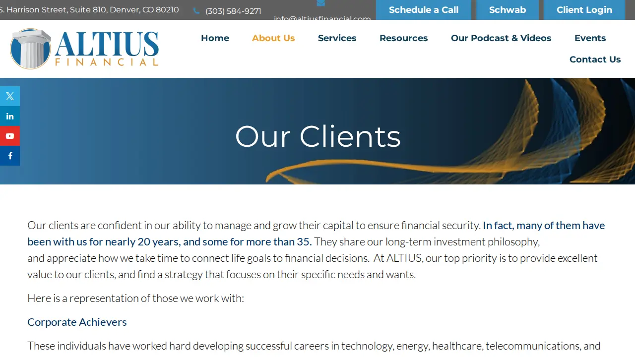 Altius Financial page