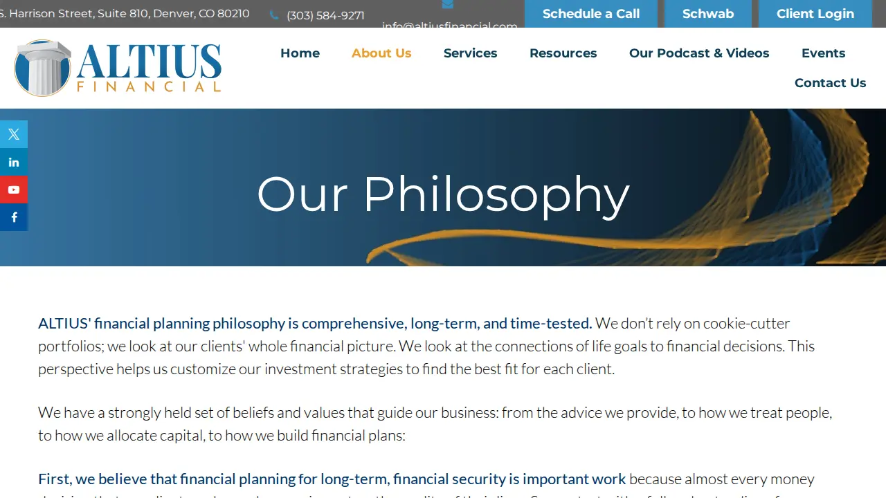 Altius Financial page