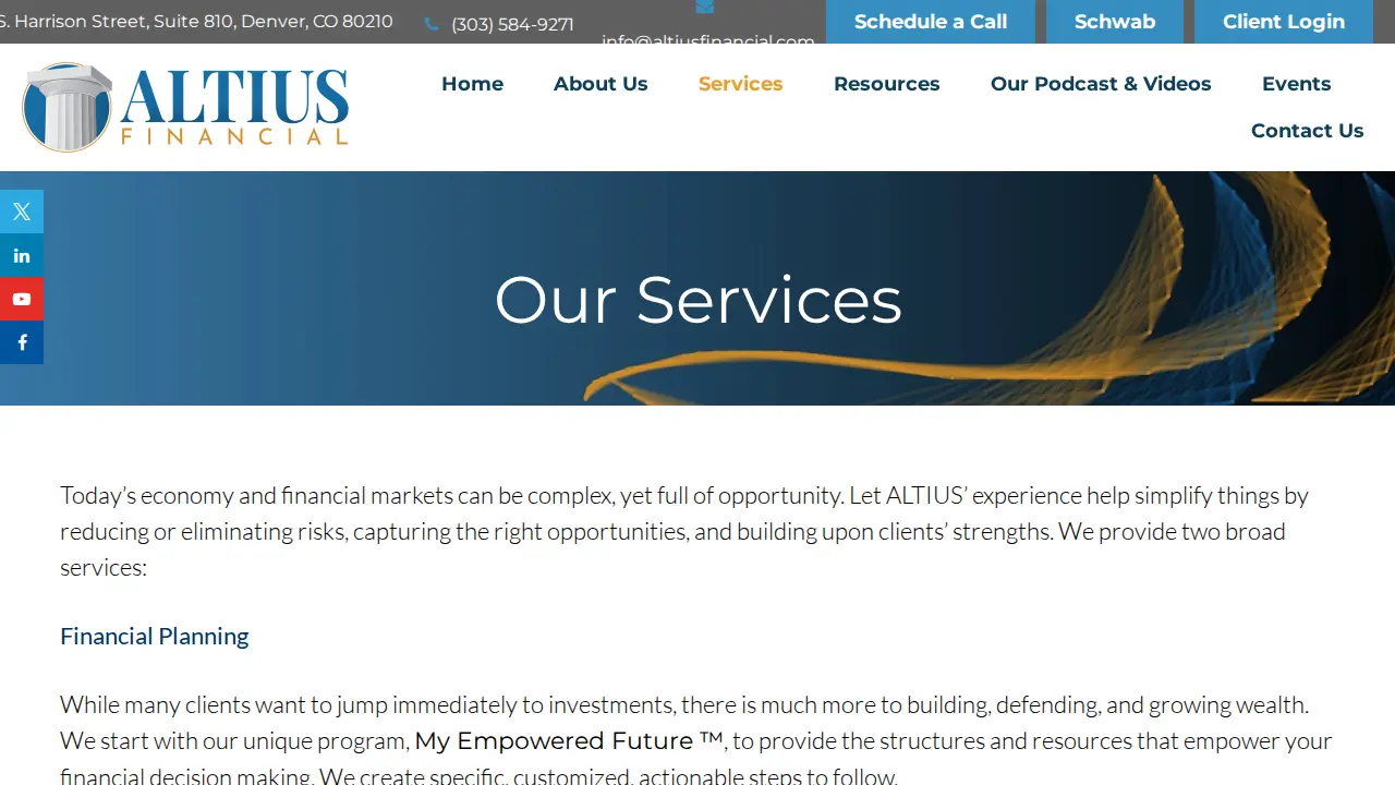 Altius Financial page