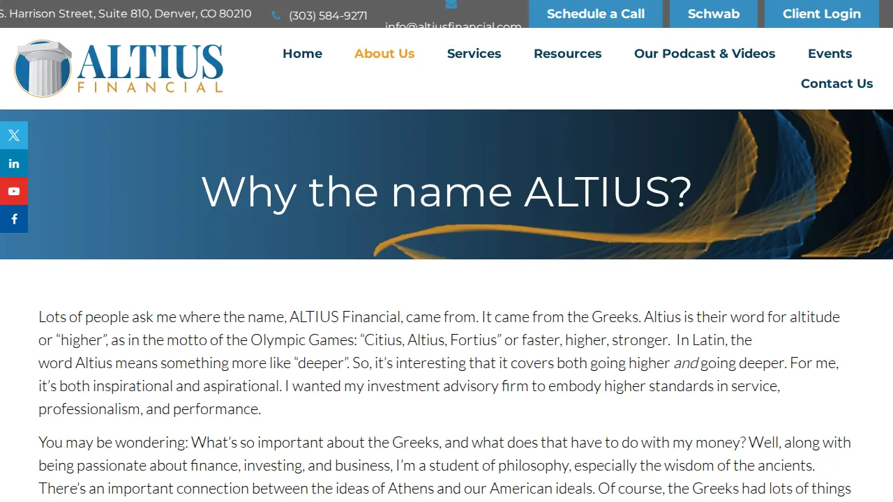 Altius Financial page