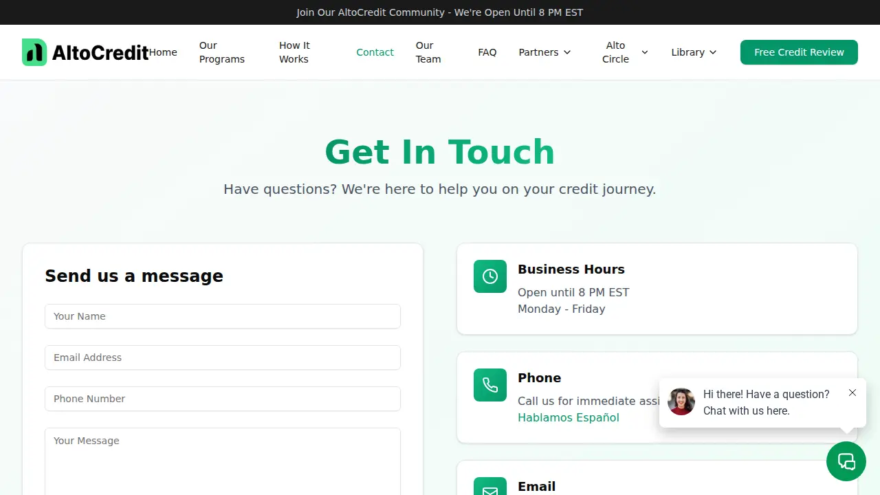 AltoCredit page