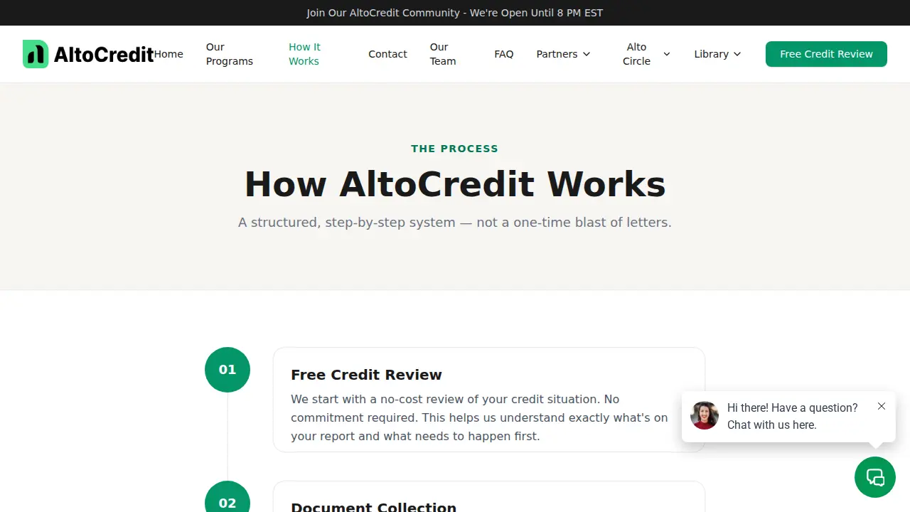 AltoCredit page
