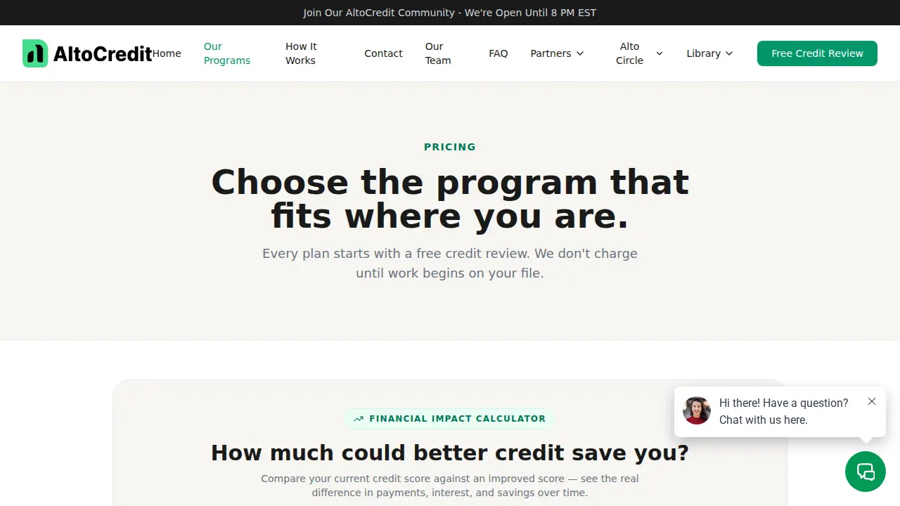 AltoCredit page
