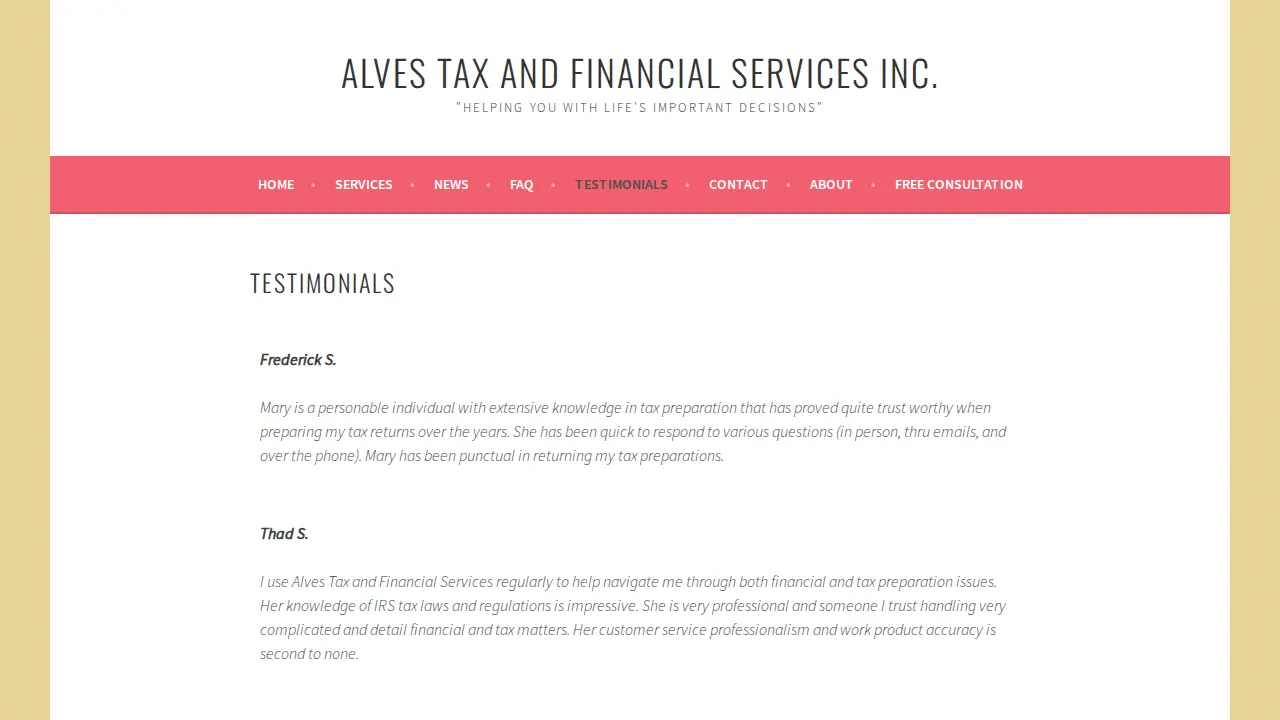 Alves Tax and Financial Services Inc page