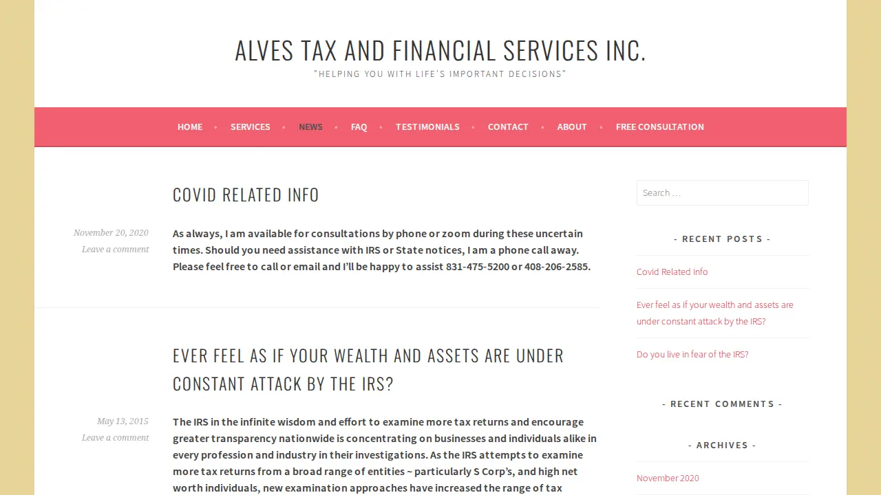 Alves Tax and Financial Services Inc page