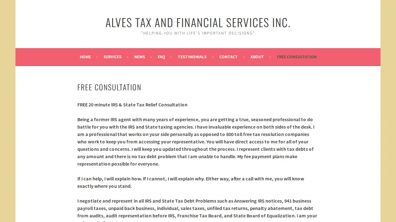 Alves Tax and Financial Services Inc page