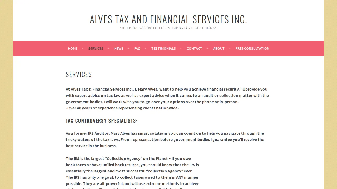 Alves Tax and Financial Services Inc page