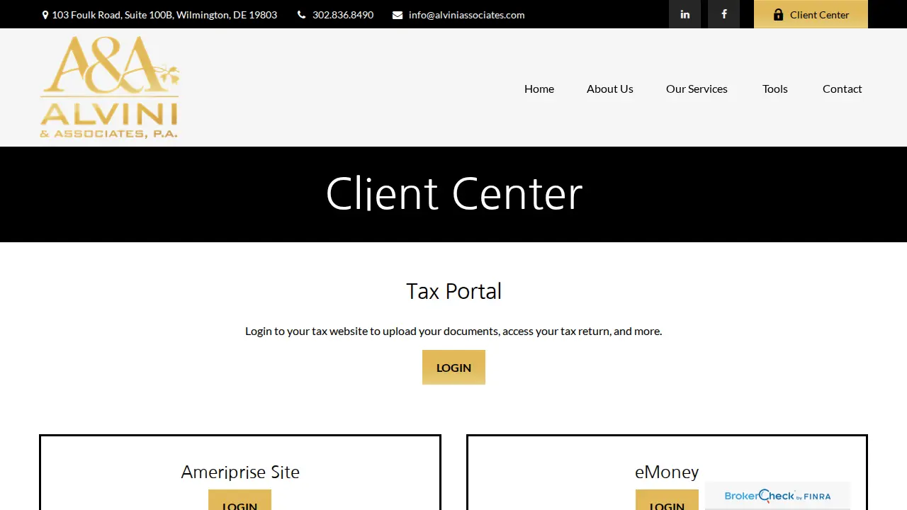 Alvini & Associates Financial page