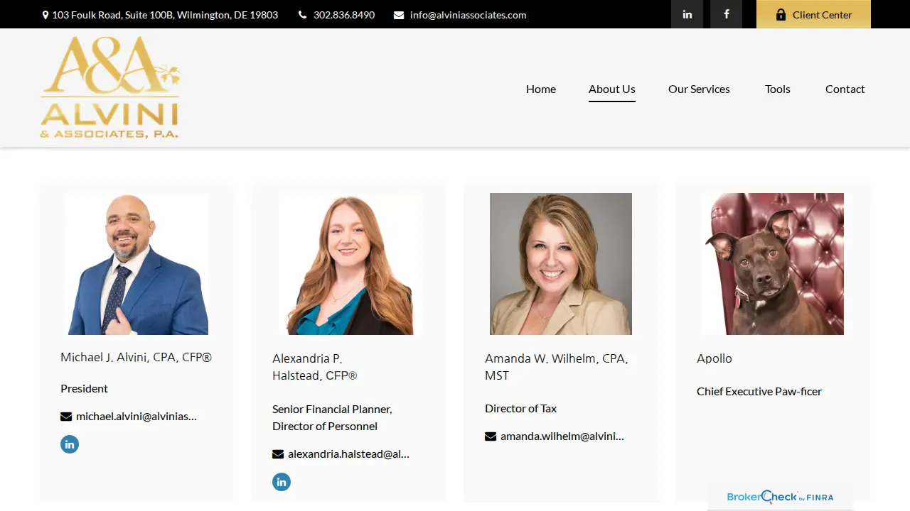 Alvini & Associates Financial page