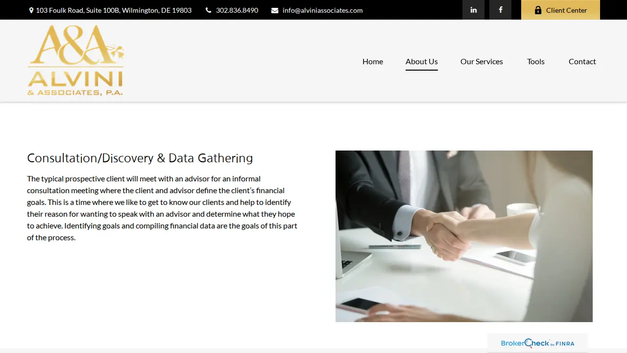 Alvini & Associates Financial page