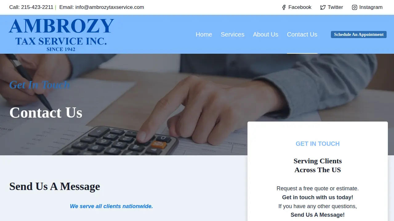 Ambrozy Tax Services page