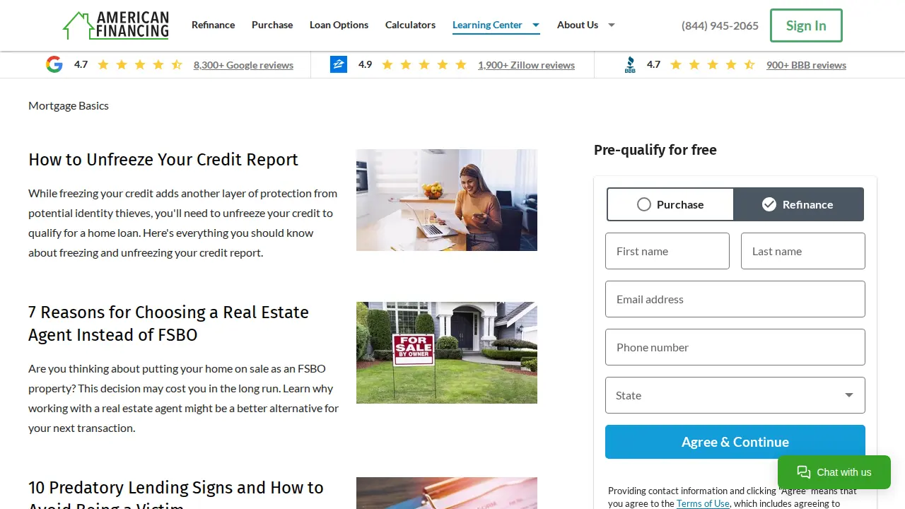 American Financing page