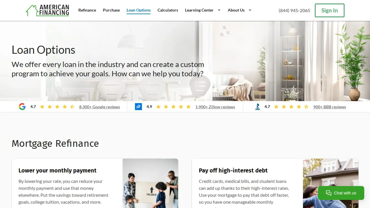 American Financing page