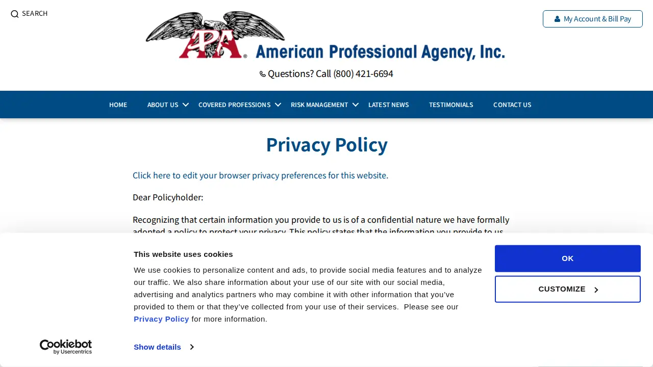 American Professional Agency, Inc page