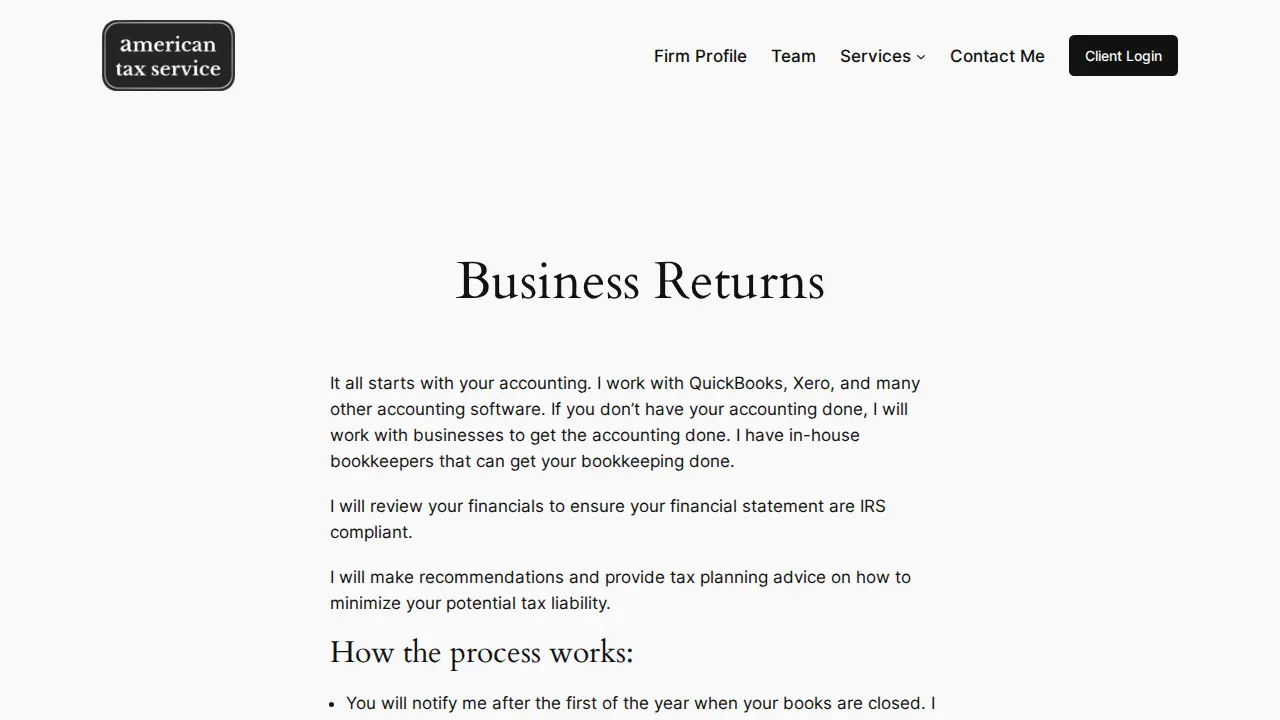 American Tax Service page