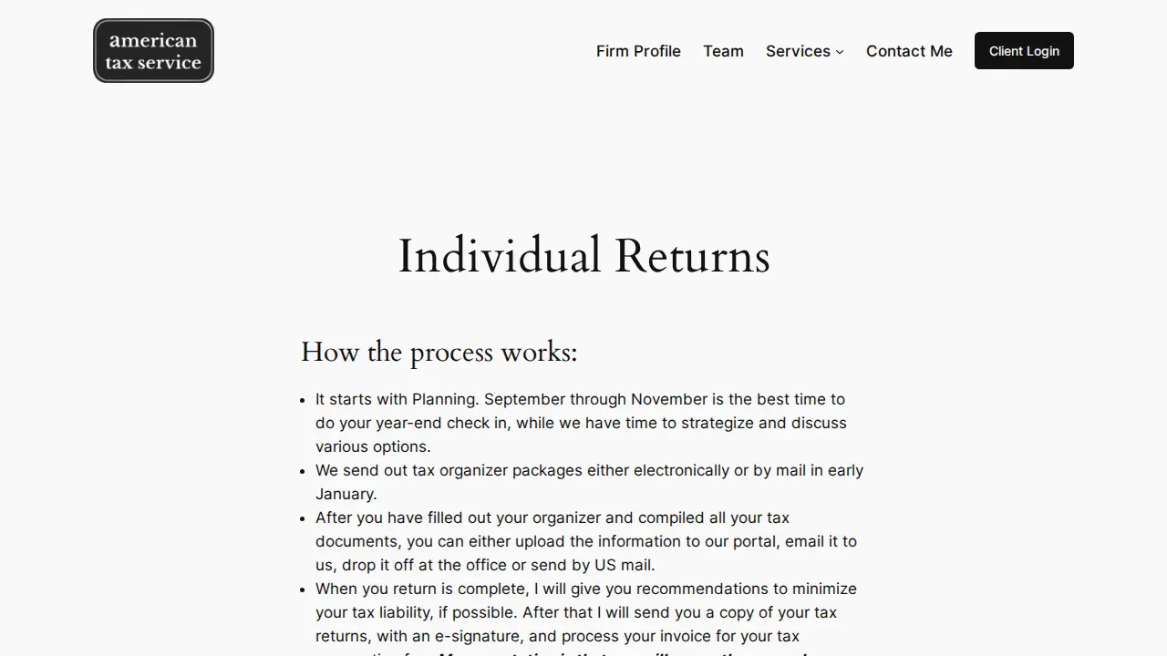 American Tax Service page