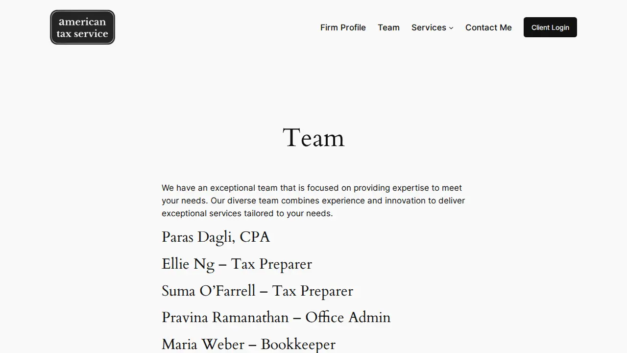 American Tax Service page