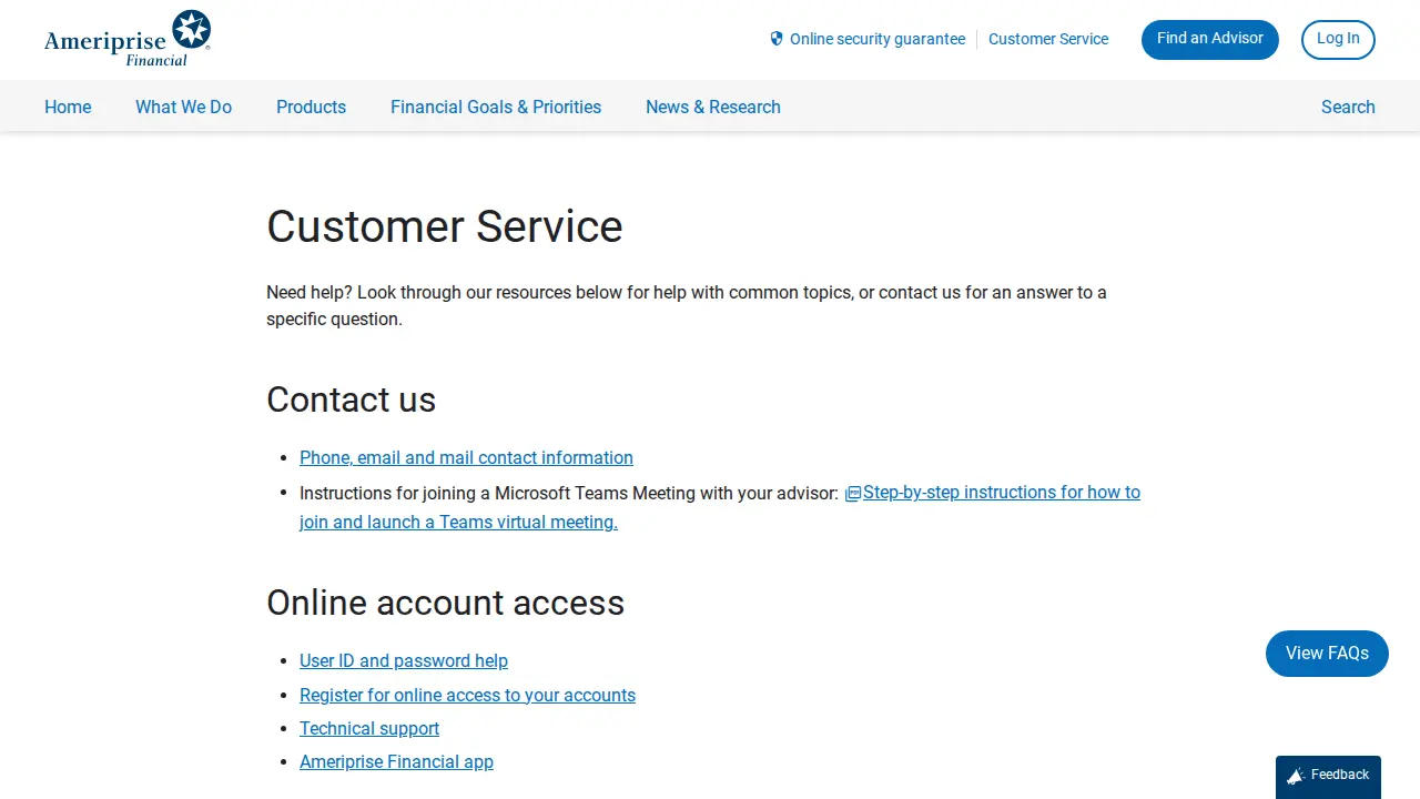 Ameriprise Financial page