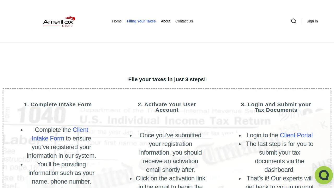 AmeriTax Service page