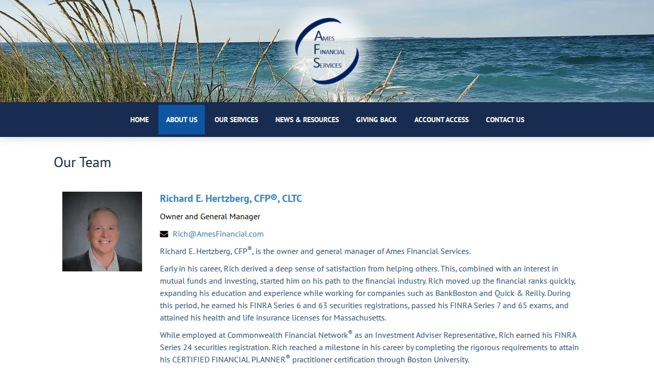 Ames Financial Services page