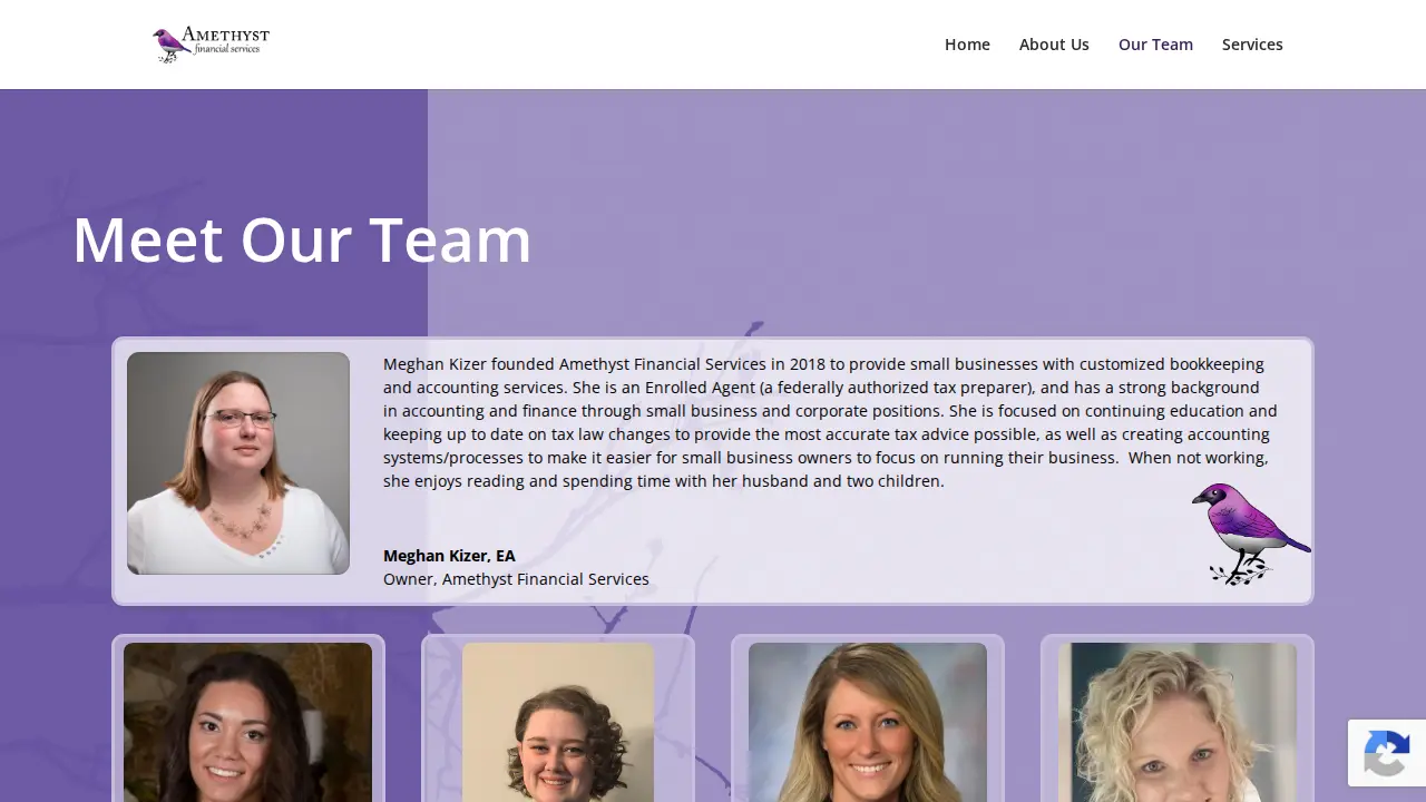 Amethyst Financial Services page