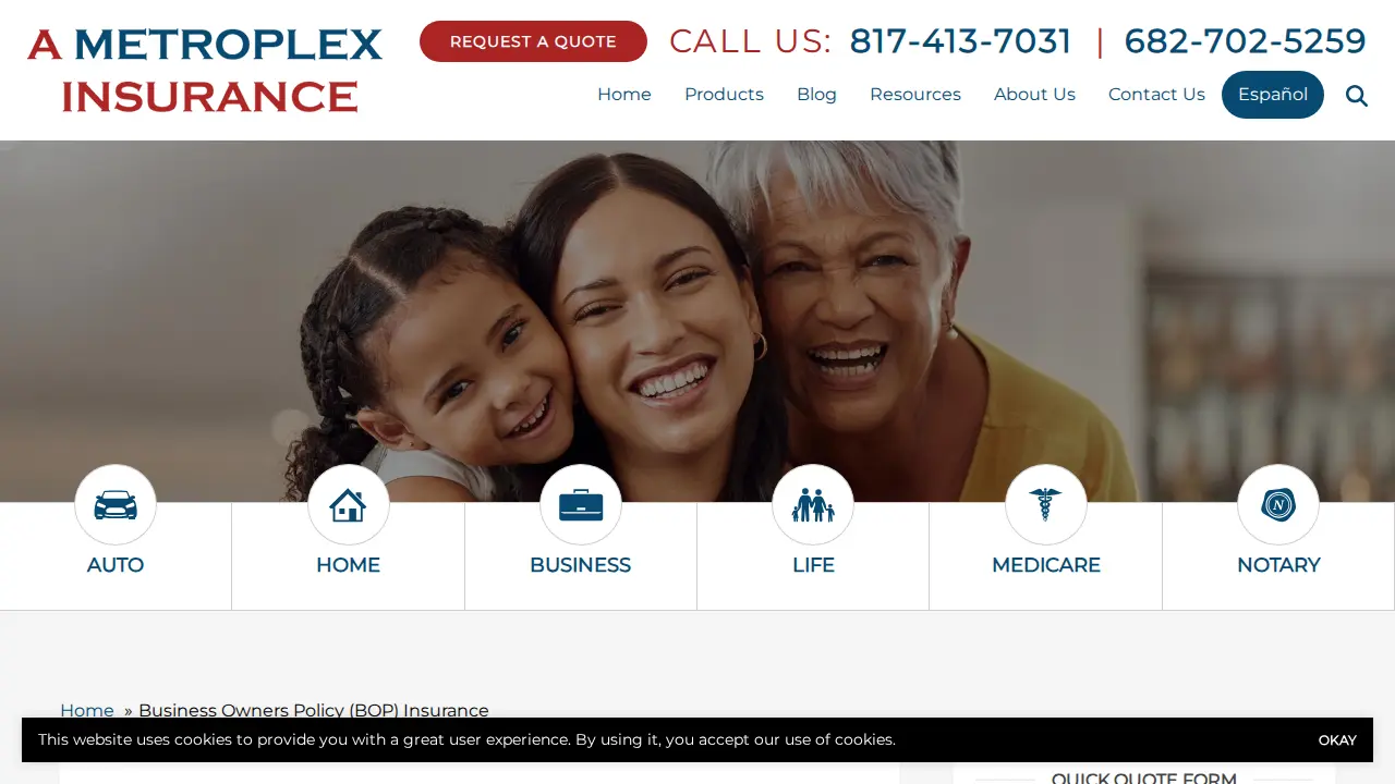 A Metroplex Insurance page