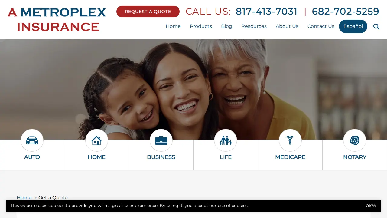A Metroplex Insurance page