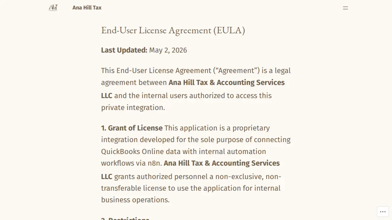 Ana Hill Tax & Accounting Services LLC page