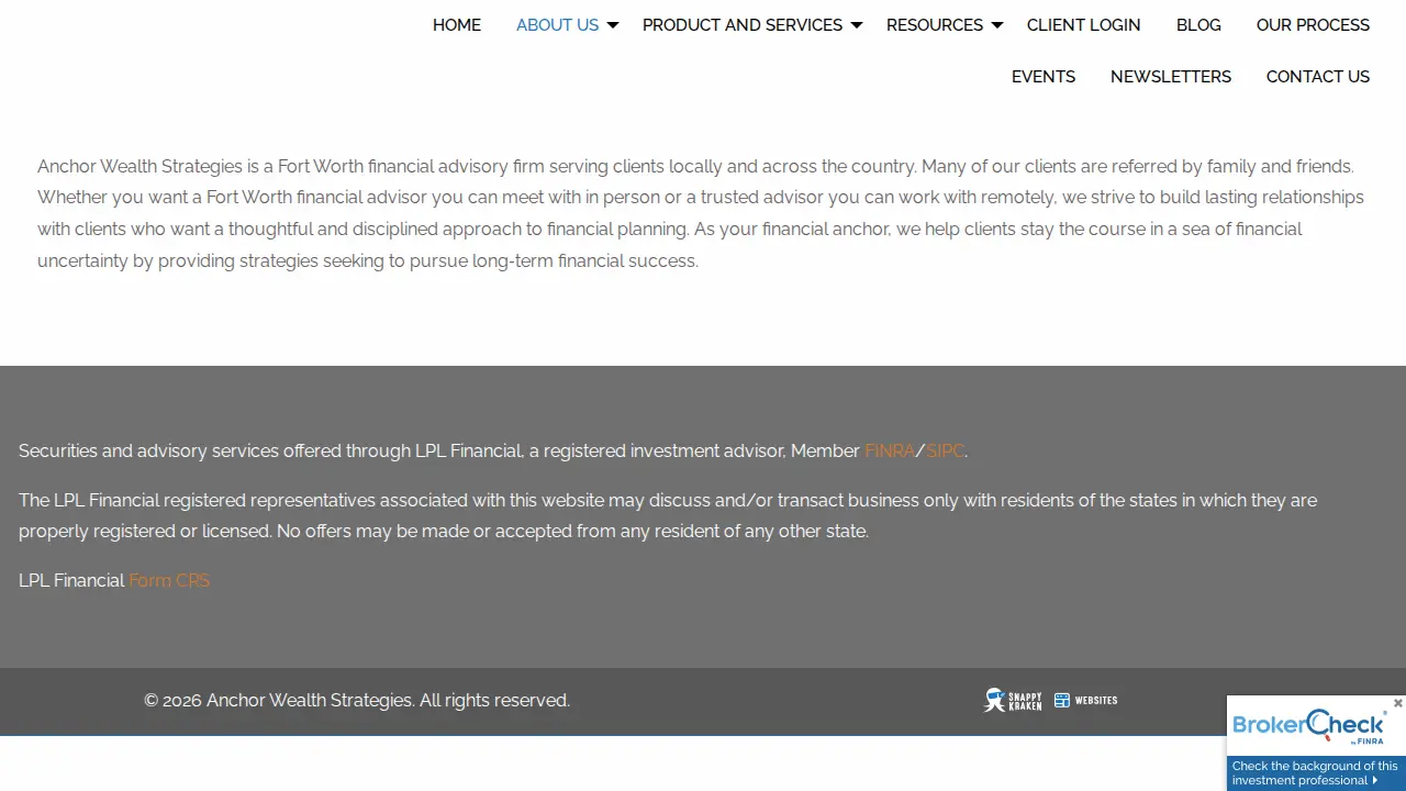 Anchor Wealth Strategies page