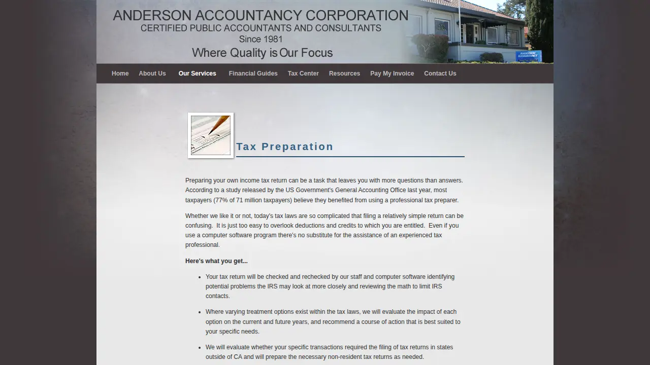 Anderson Accountancy Corporation page