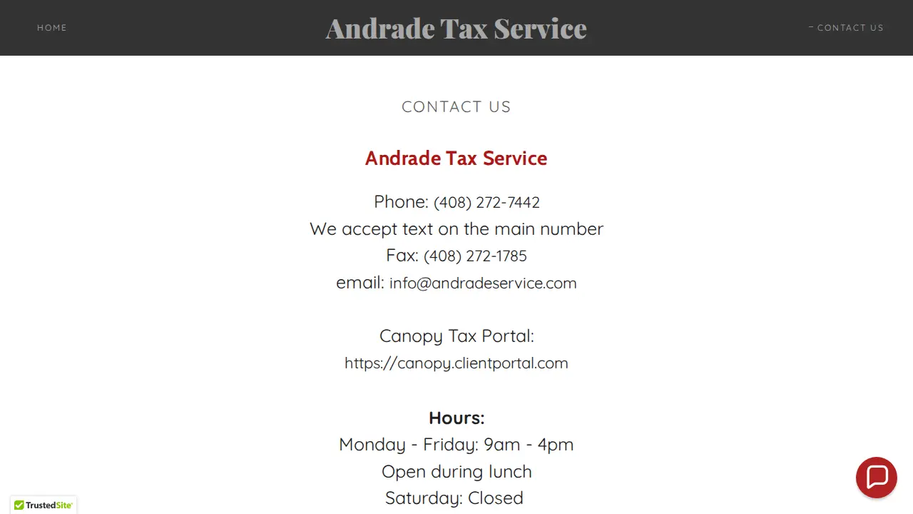Andrade Tax Service page