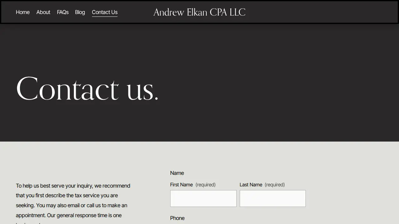 Andrew Elkan CPA LLC page