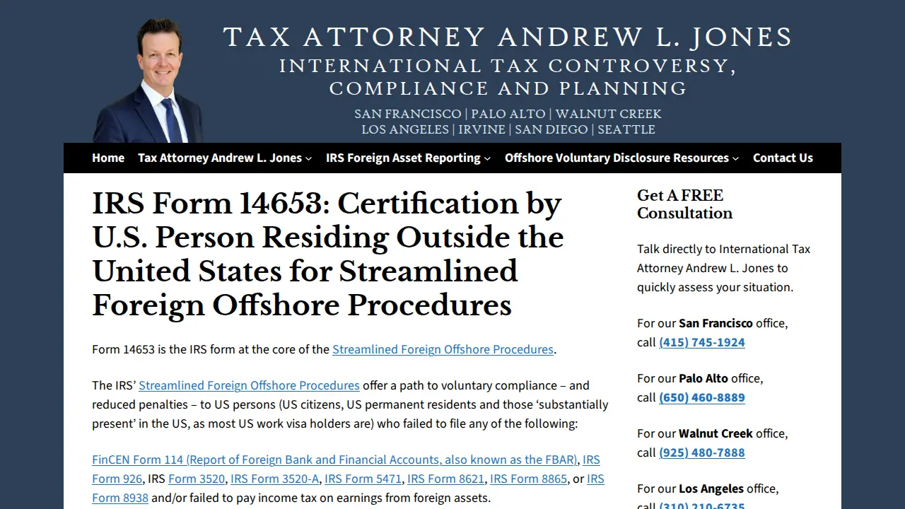 International Tax Attorney Andrew L. Jones page