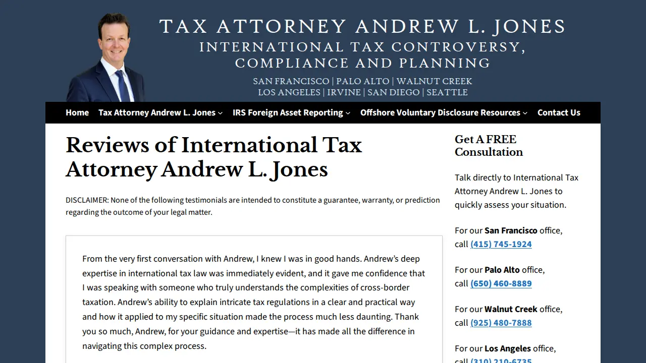International Tax Attorney Andrew L. Jones page