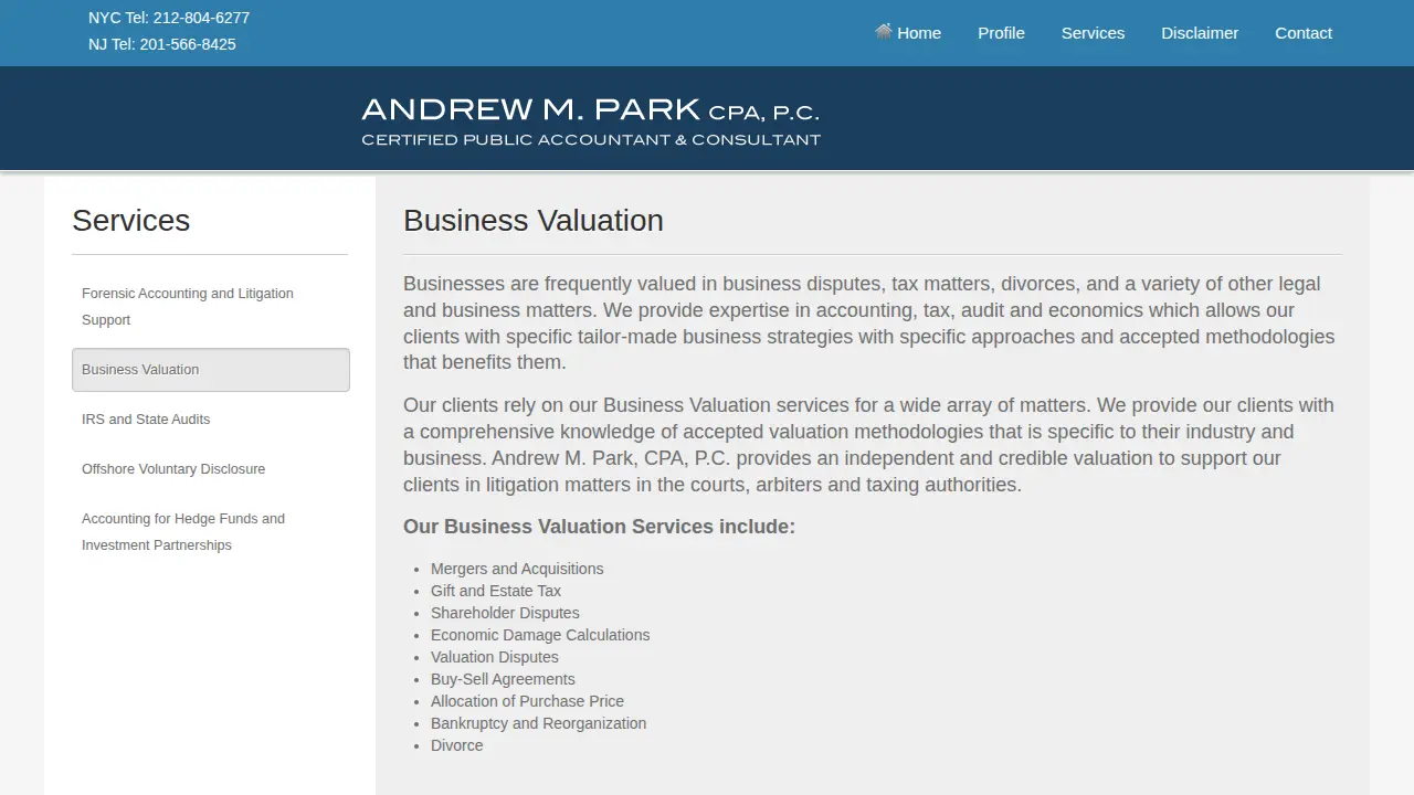 Andrew M. Park, CPA, P.C. page