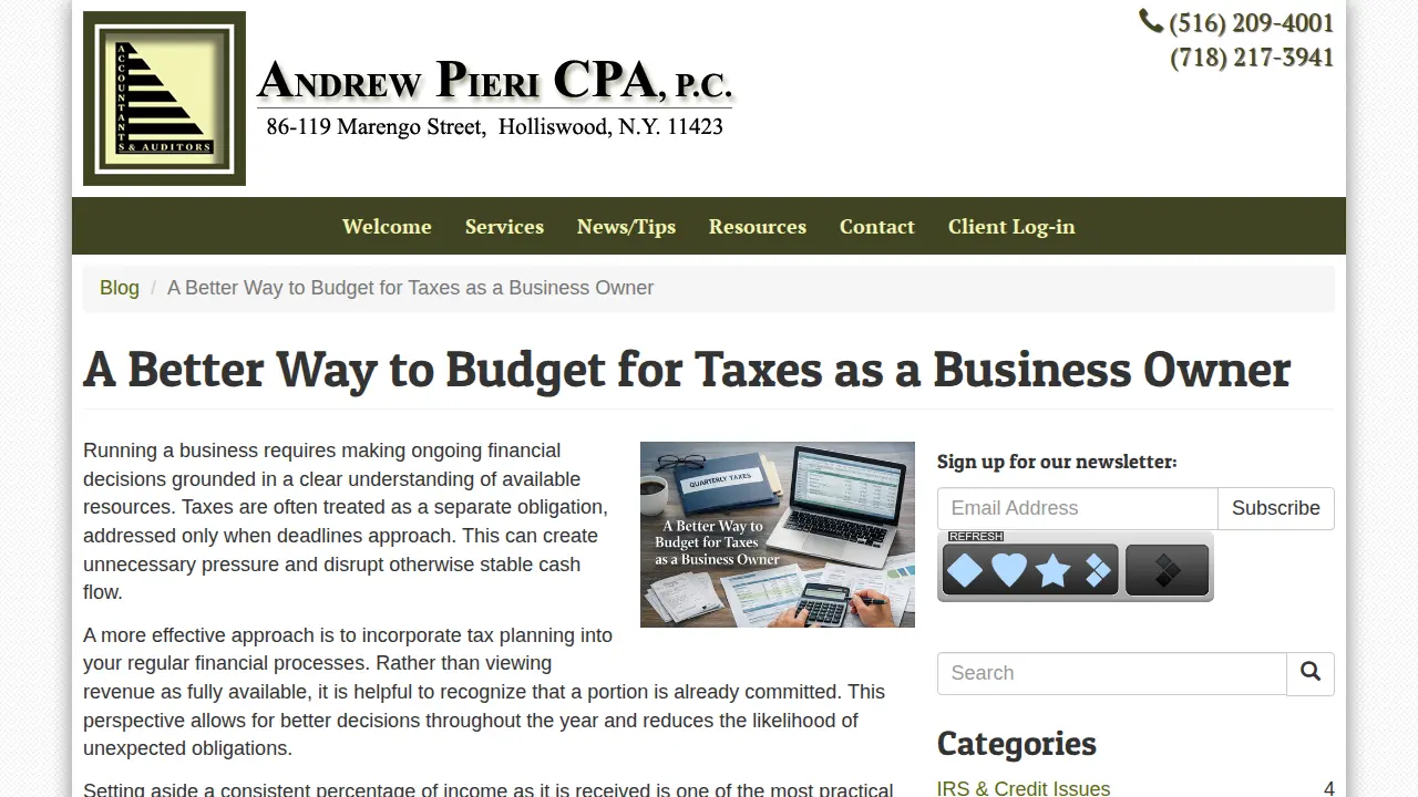 Andrew Pieri, CPA PC page