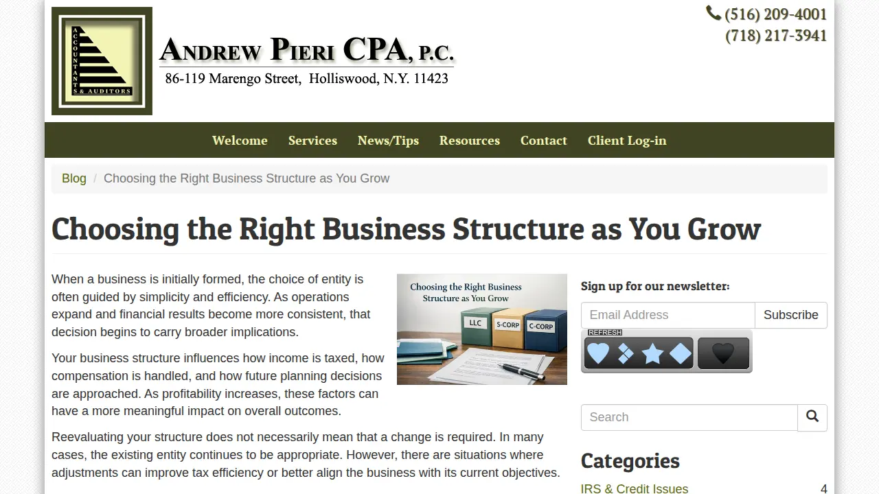 Andrew Pieri, CPA PC page