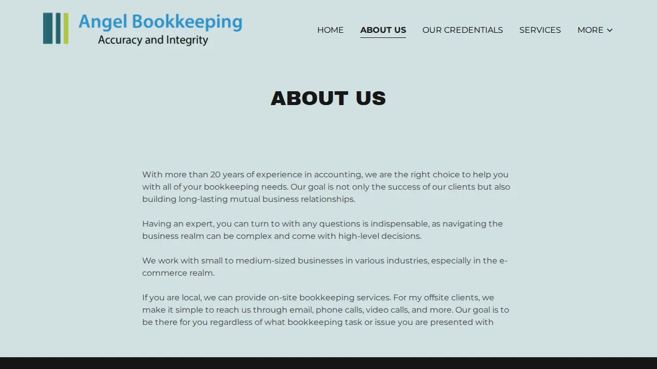 Angel Bookkeeping page