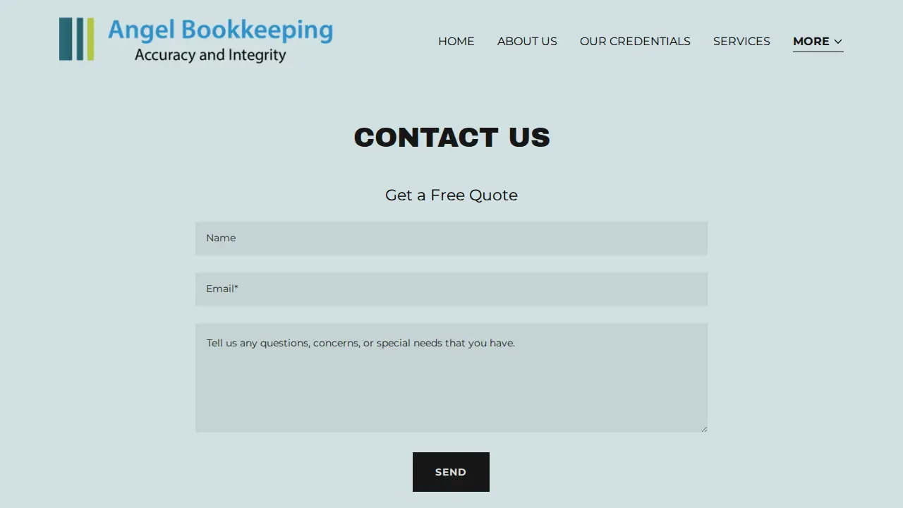 Angel Bookkeeping page