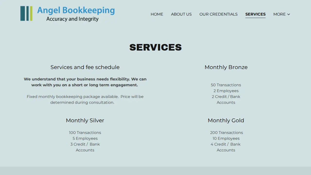 Angel Bookkeeping page
