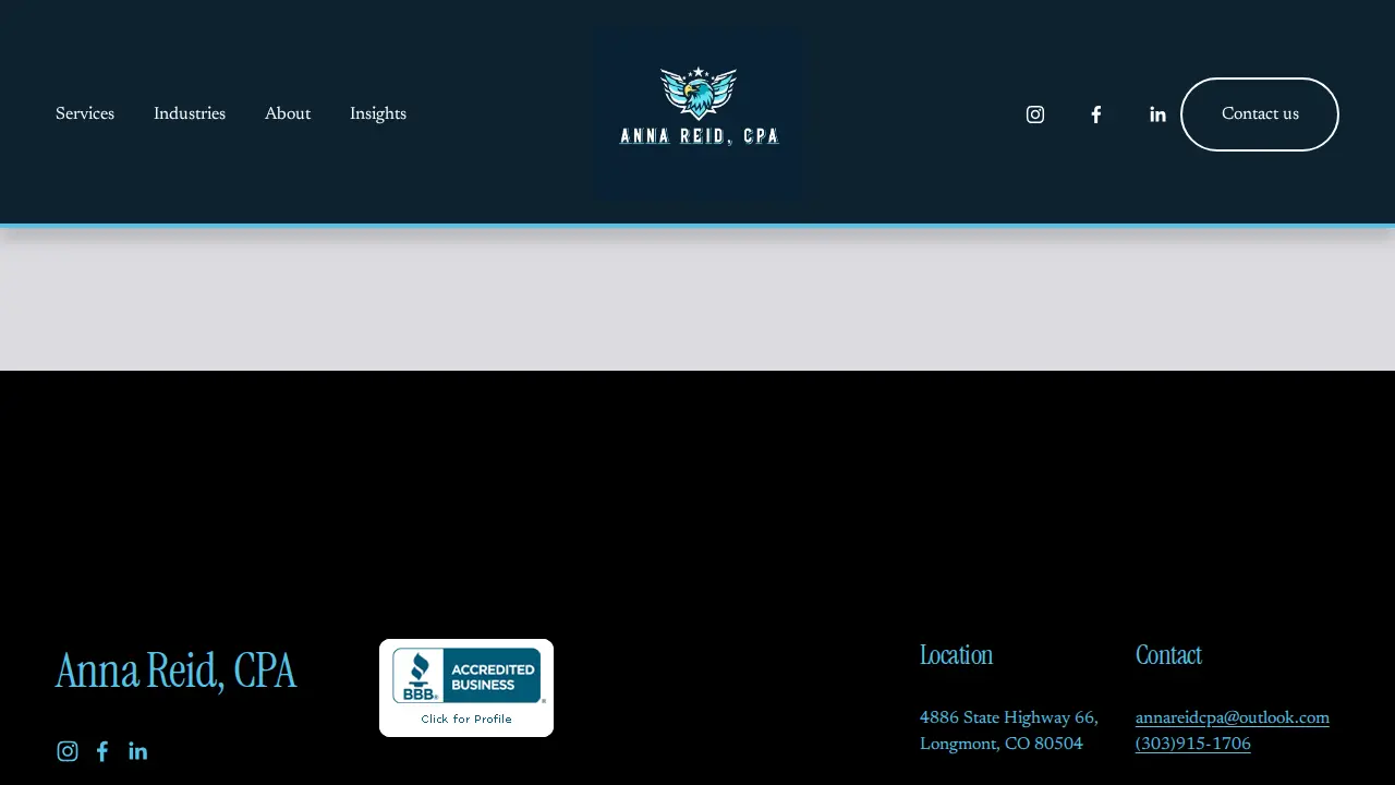 Anna Reid, CPA, LLC page