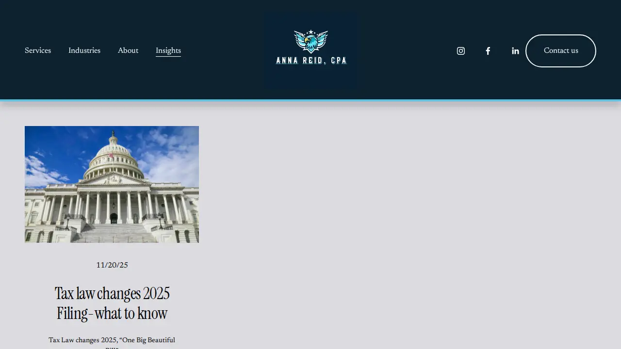 Anna Reid, CPA, LLC page