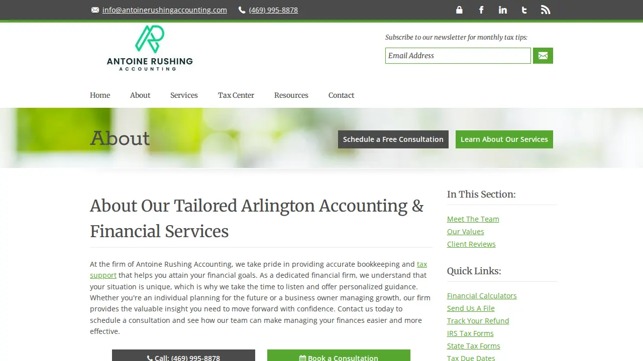 Antoine Rushing Accounting page