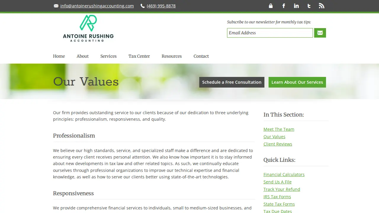 Antoine Rushing Accounting page