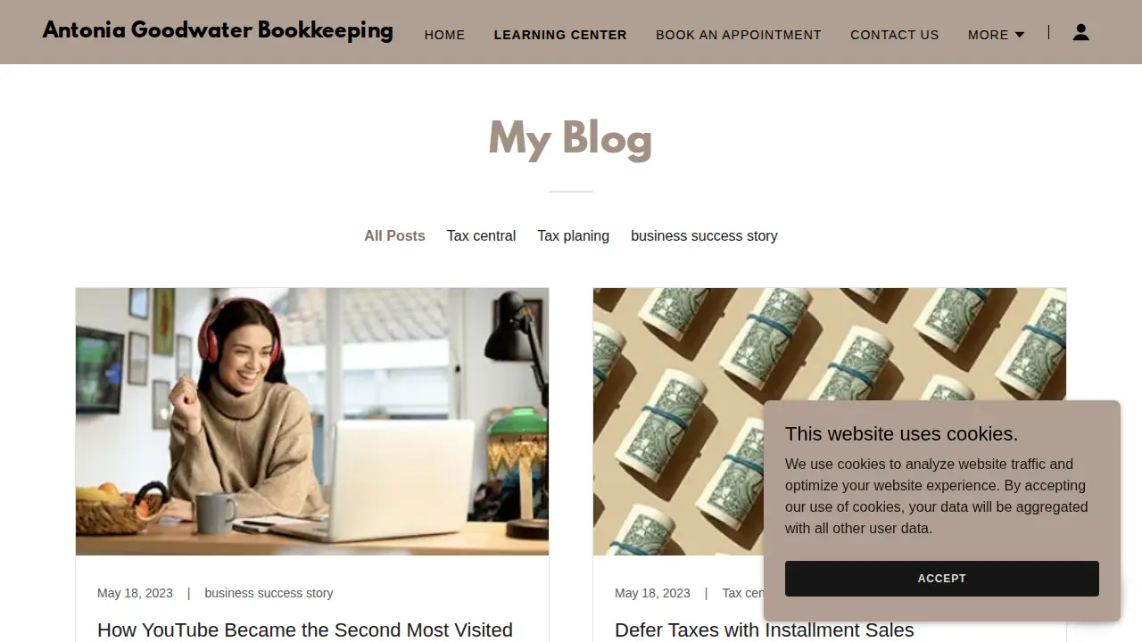 Antonia Goodwater Bookkeeping page