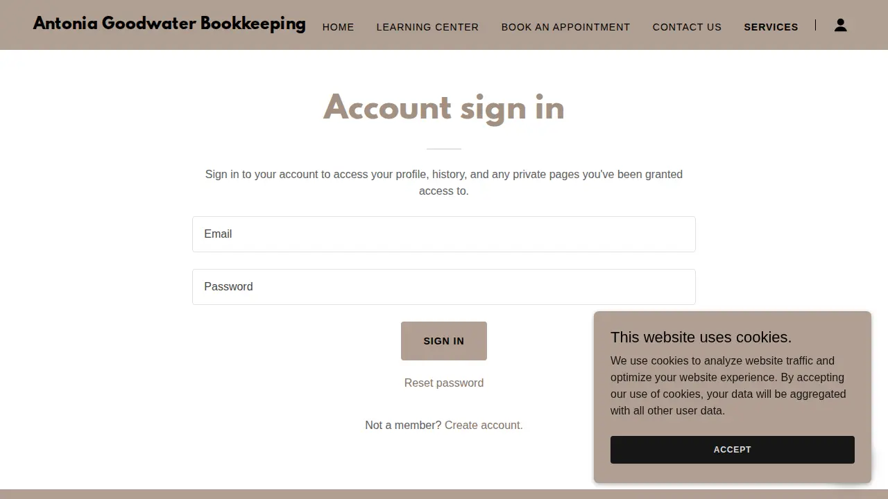 Antonia Goodwater Bookkeeping page