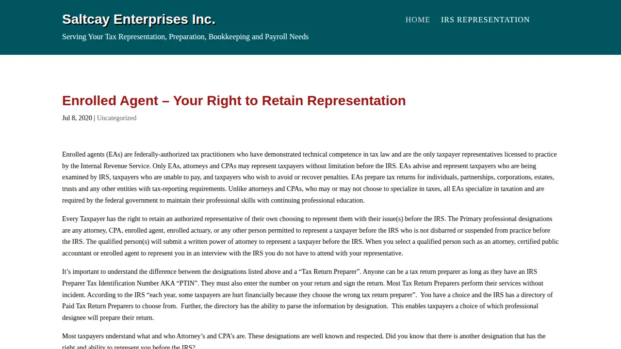 Saltcay Enterprises Inc. page
