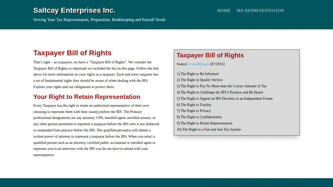 Saltcay Enterprises Inc. page